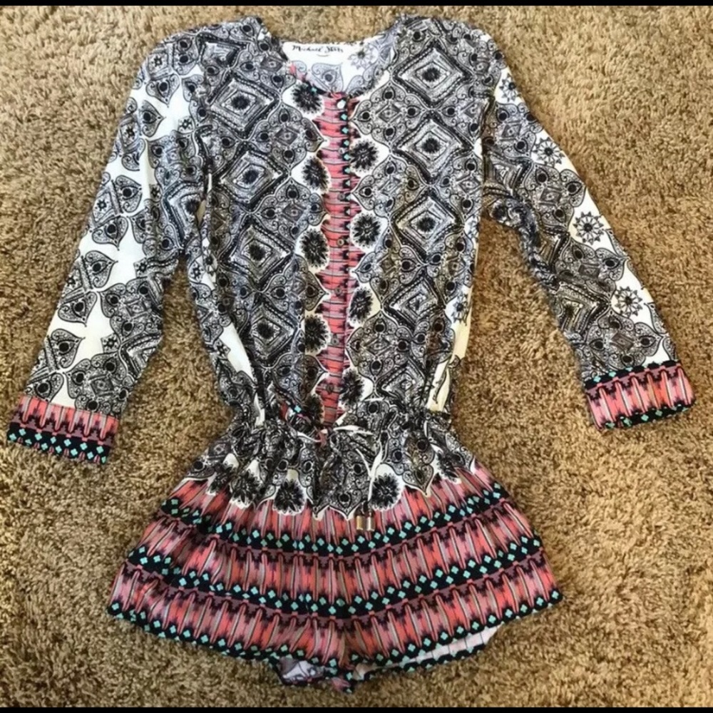 Michael Stars Women's Boho Mix Print Floral Romper